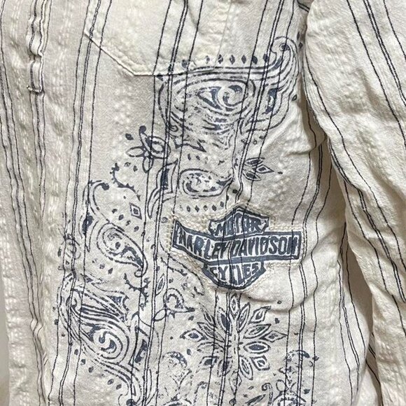 Harley Davidson long sleeve button top quarter size medium but runs like 6/8  W4 - Picture 2 of 2